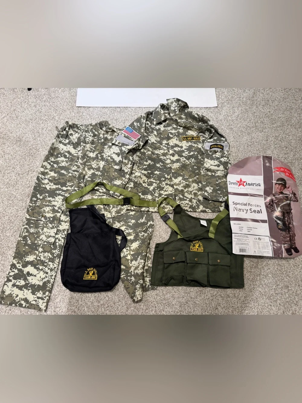 Dress Up America Special Forces Navy Seal Camo Costume Set Kids Medium 8-10